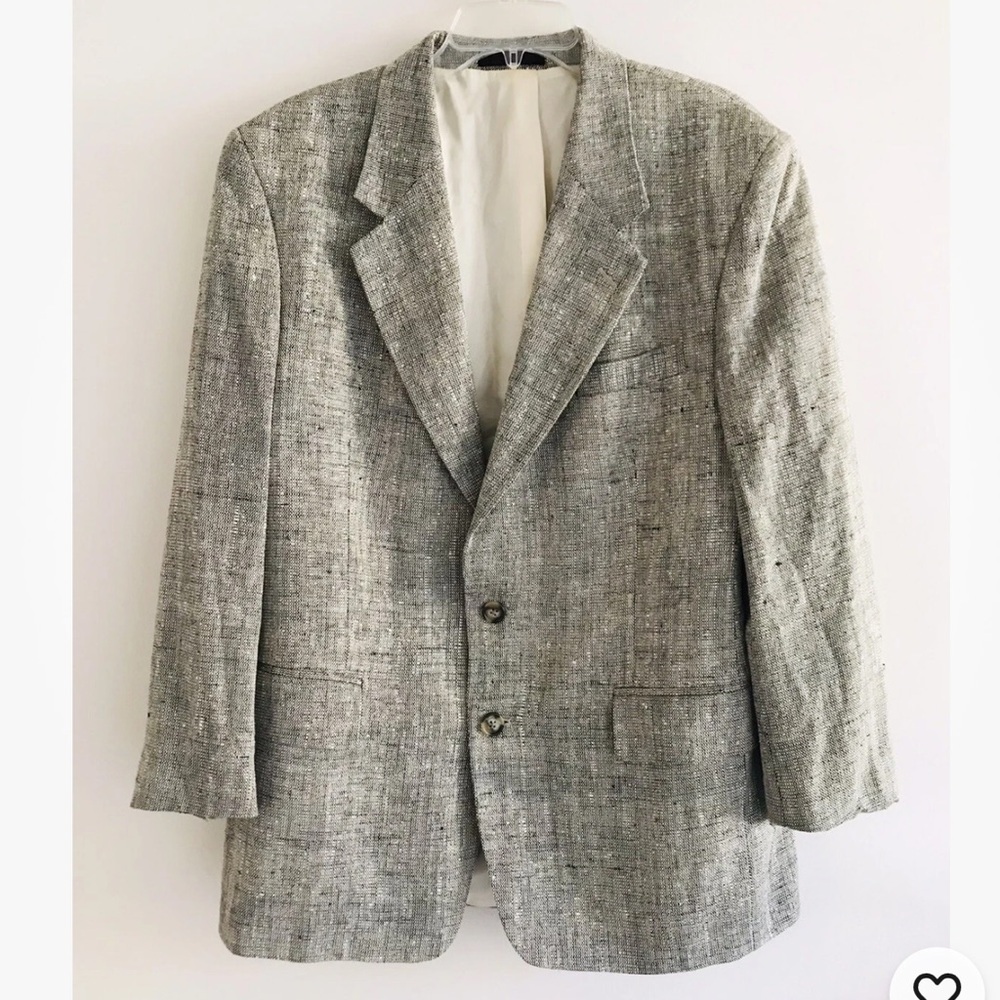 Savile Row | Tweed Silk Suit Blazer Mens Size 41R Beige Two Button Sport Jacket